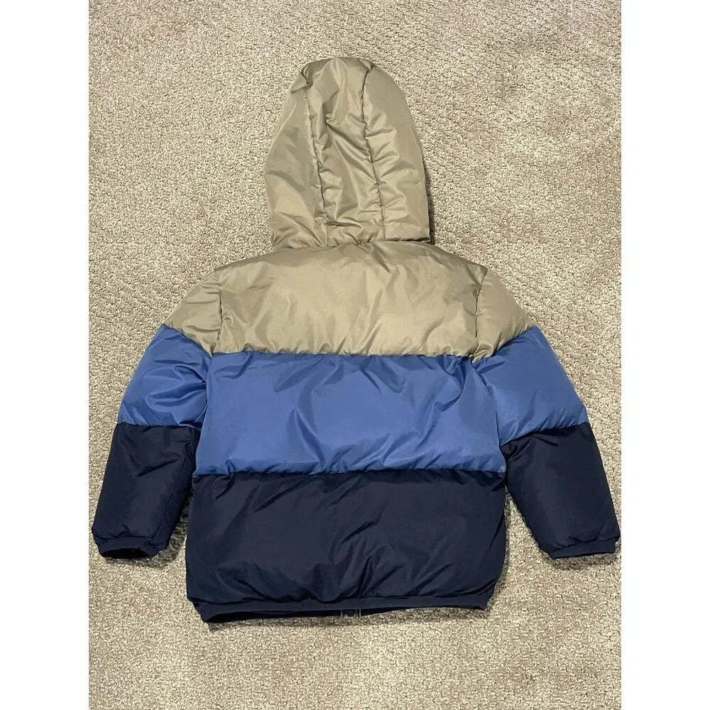 Swiss Tech Puffer Jacket Hooded Fleece Lined Colorblock Mid-weight Sz: 4Y